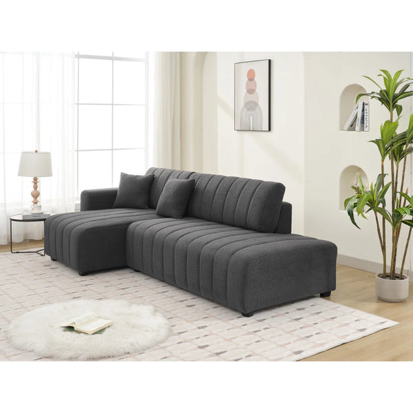 Clairday Lamb Wool Left-Facing Sectional Sofa with 2 Toss Pillows