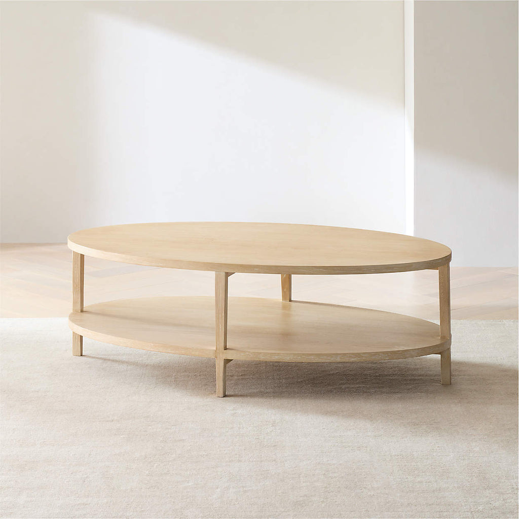 Clairemont Natural Oak Wood 48" Oval Coffee Table