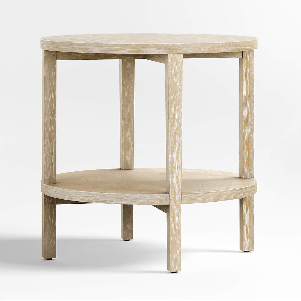 Clairemont Natural Oak Wood Round End Table
