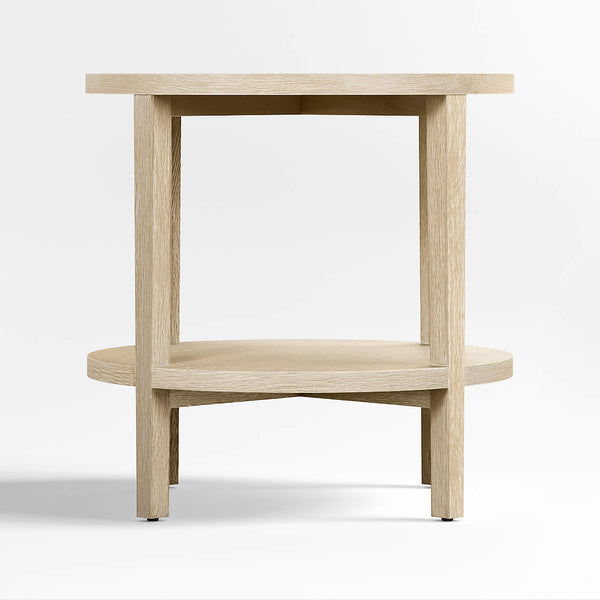 Clairemont Natural Oak Wood Round End Table