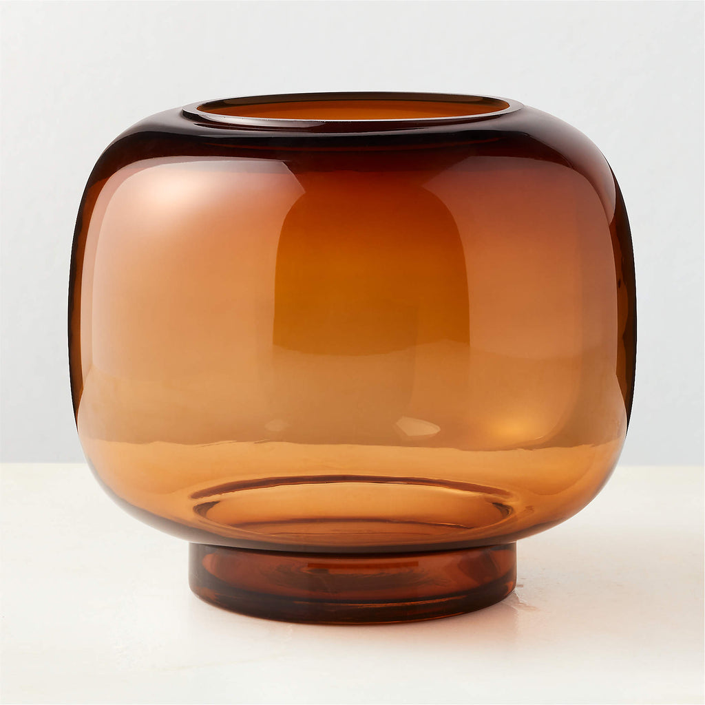 Coco Round Smoked Amber Glass Hurricane Candle Holder Large