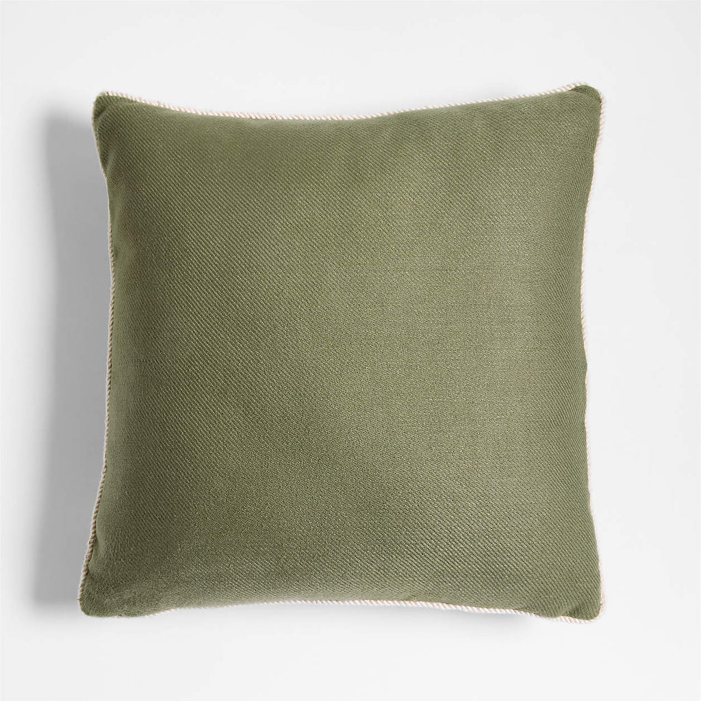 Collins Twill Weave 20"x20" Dark Parsnip Green Outdoor Throw Pillow