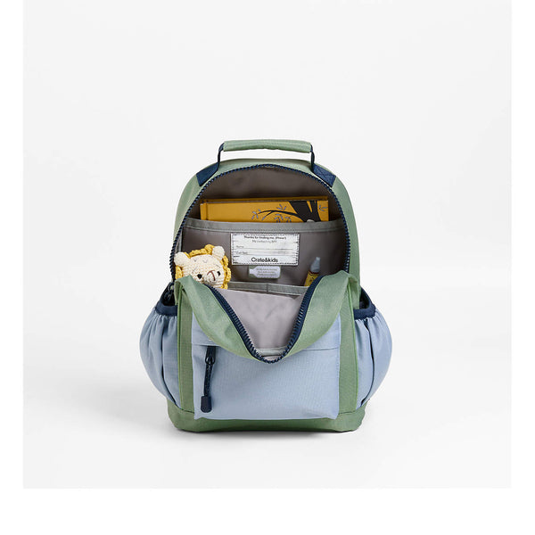 Dreamer Colorblock Green and Blue Small Kids Backpack with Side Pockets