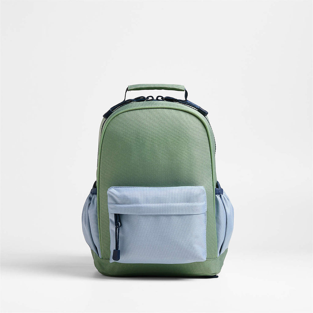 Dreamer Colorblock Green and Blue Small Kids Backpack with Side Pockets