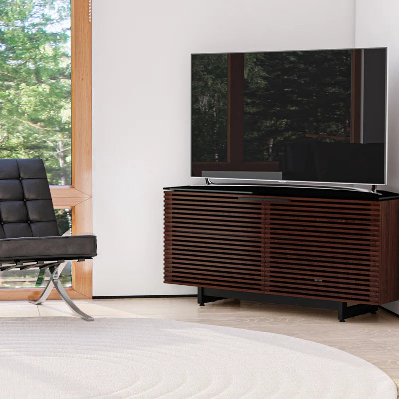 Corridor Corner TV Stand for TVs up to 58" Chocolate Stained