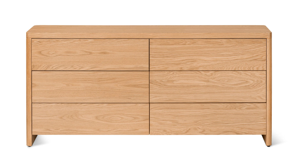 Rounded 6-Drawer White Oak Dresser