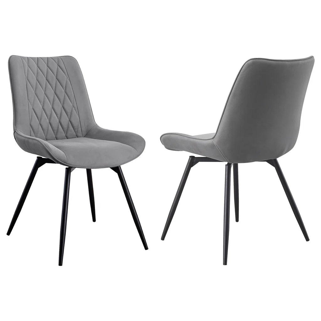 Diggs Upholstered Tufted Swivel Dining Chairs Grey And Gunmetal (Set of 2)