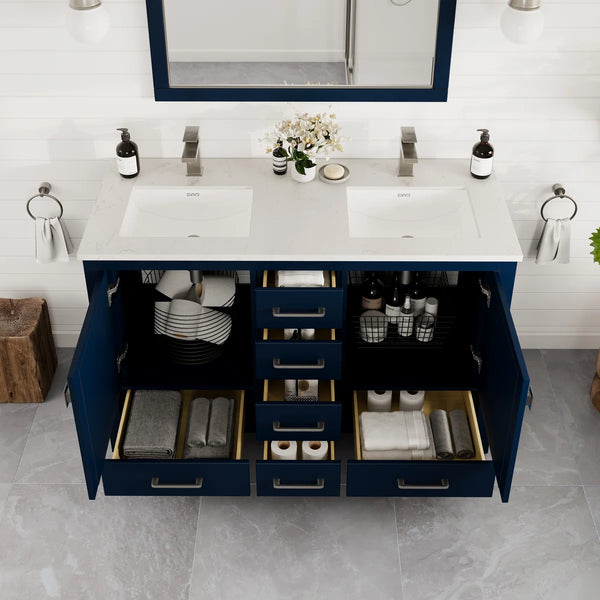 Eviva London Vanity With White Carrara Quartz Countertop