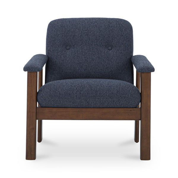 Parker Lounge Chair Dark Blue & Walnut