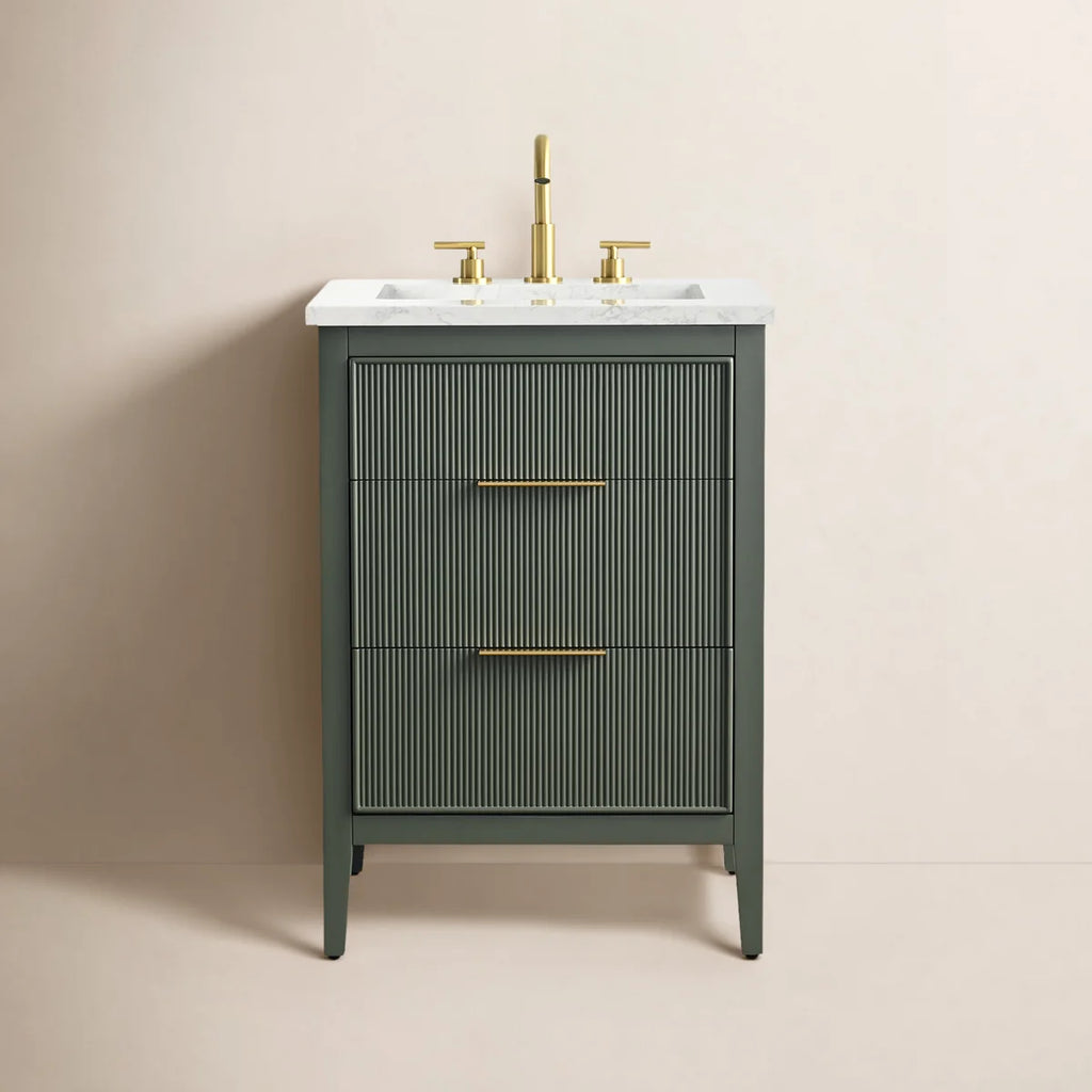 Bilroy 24" Single Bathroom Vanity with Engineered Stone Top Vintage Green