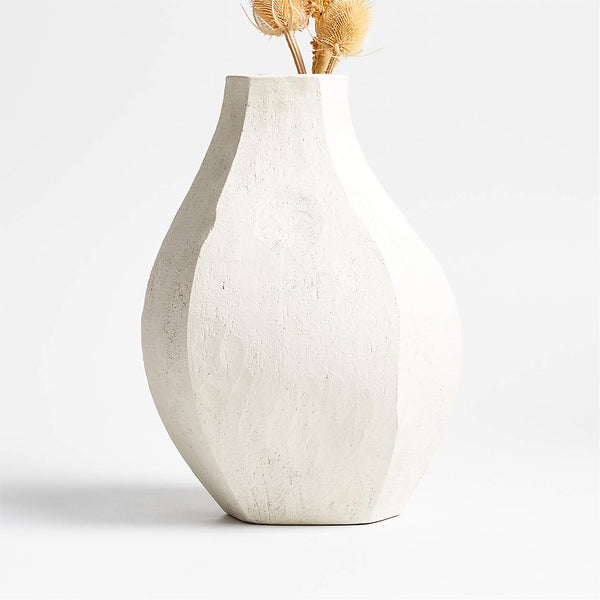 Facette Grande White Vase 11.5