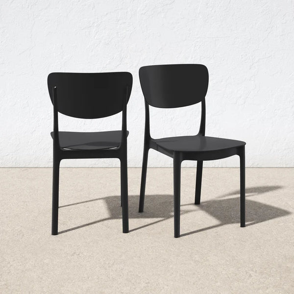 Black Farrah Stacking Patio Dining Chair (Set of 2)