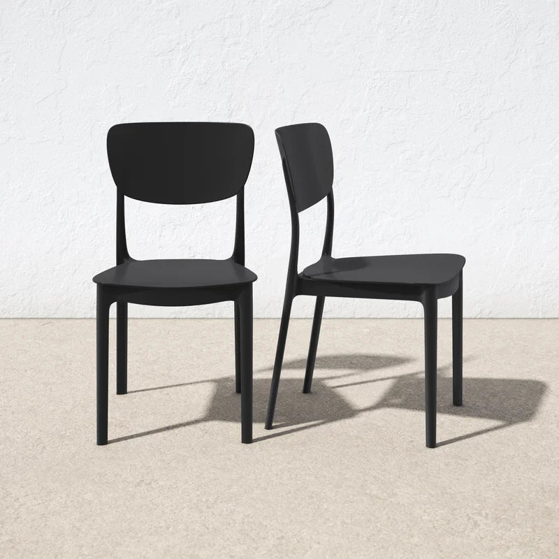 Black Farrah Stacking Patio Dining Chair (Set of 2)