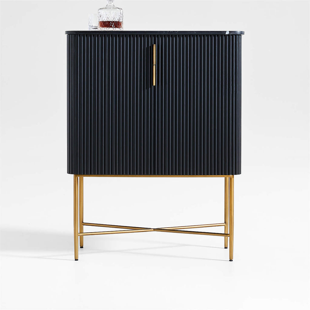 Fayette Black Fluted Bar Cabinet