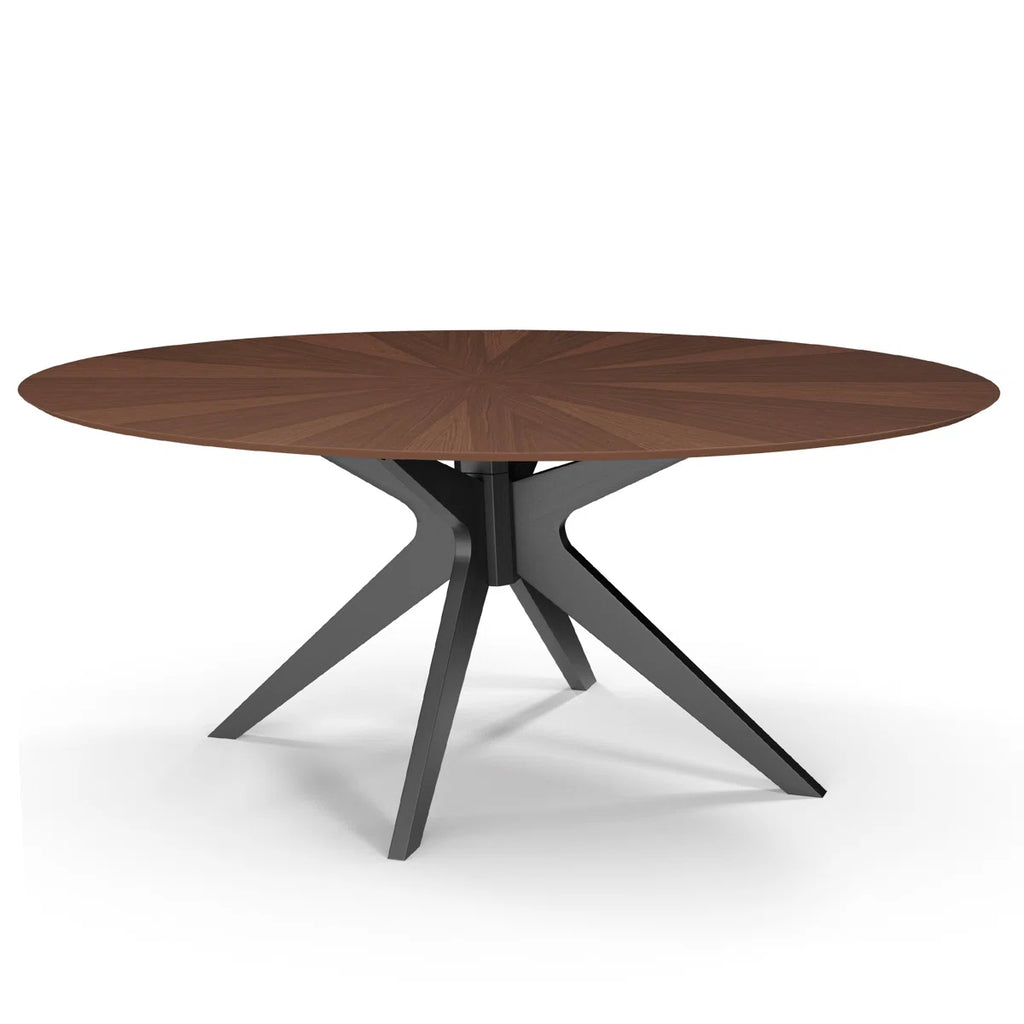 Fenway Walnut & Black Oval Dining Table