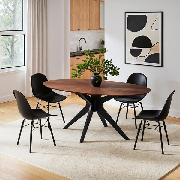 Fenway Walnut & Black Oval Dining Table