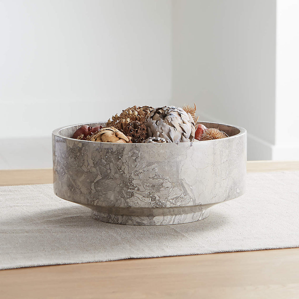 Flint Grey Marble Bowl 9.5"