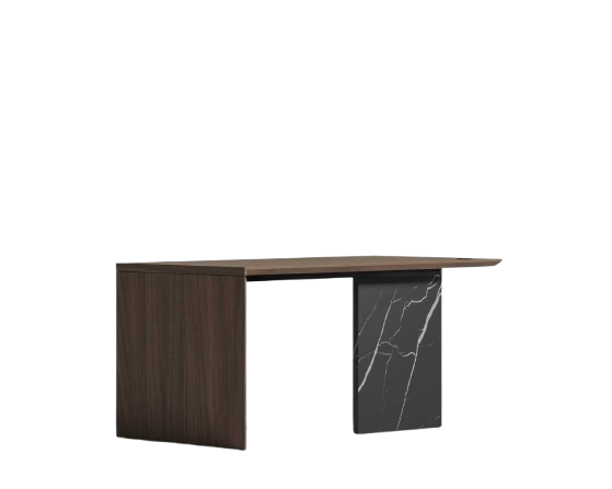 Mira 88" Desk – Walnut Top + Ceramic Black Base