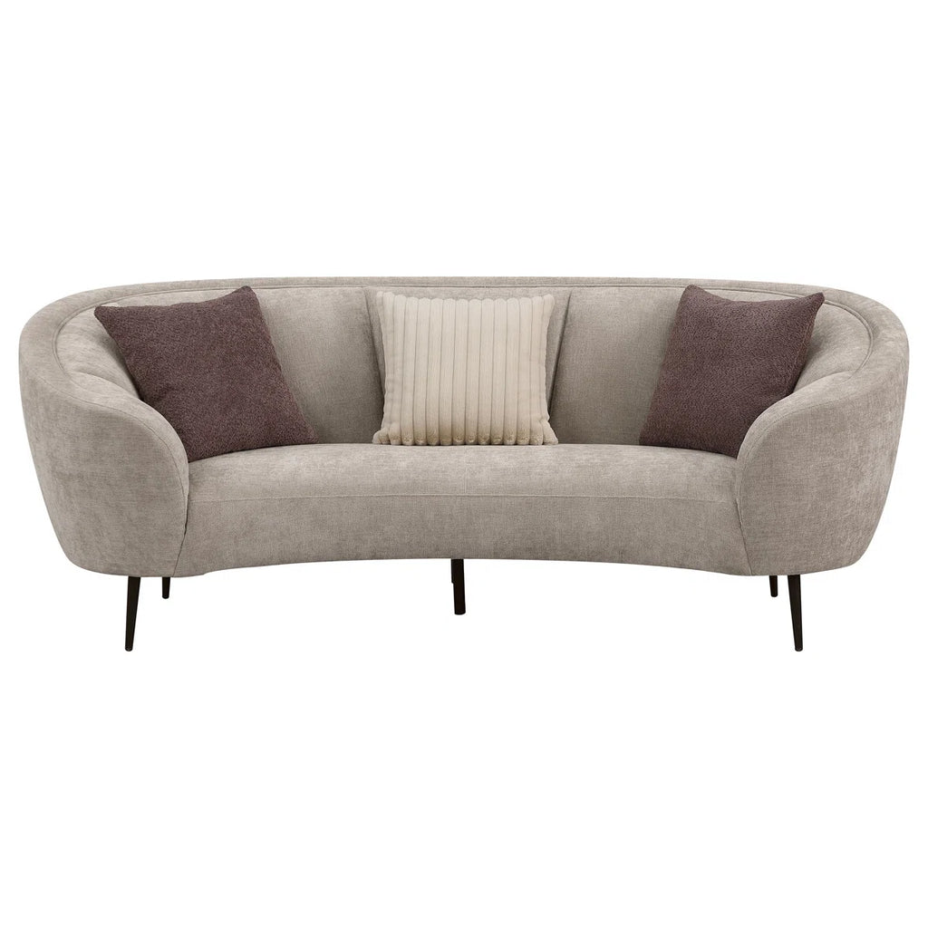 Glynes Upholstered Channel Back Curved Sofa Beige