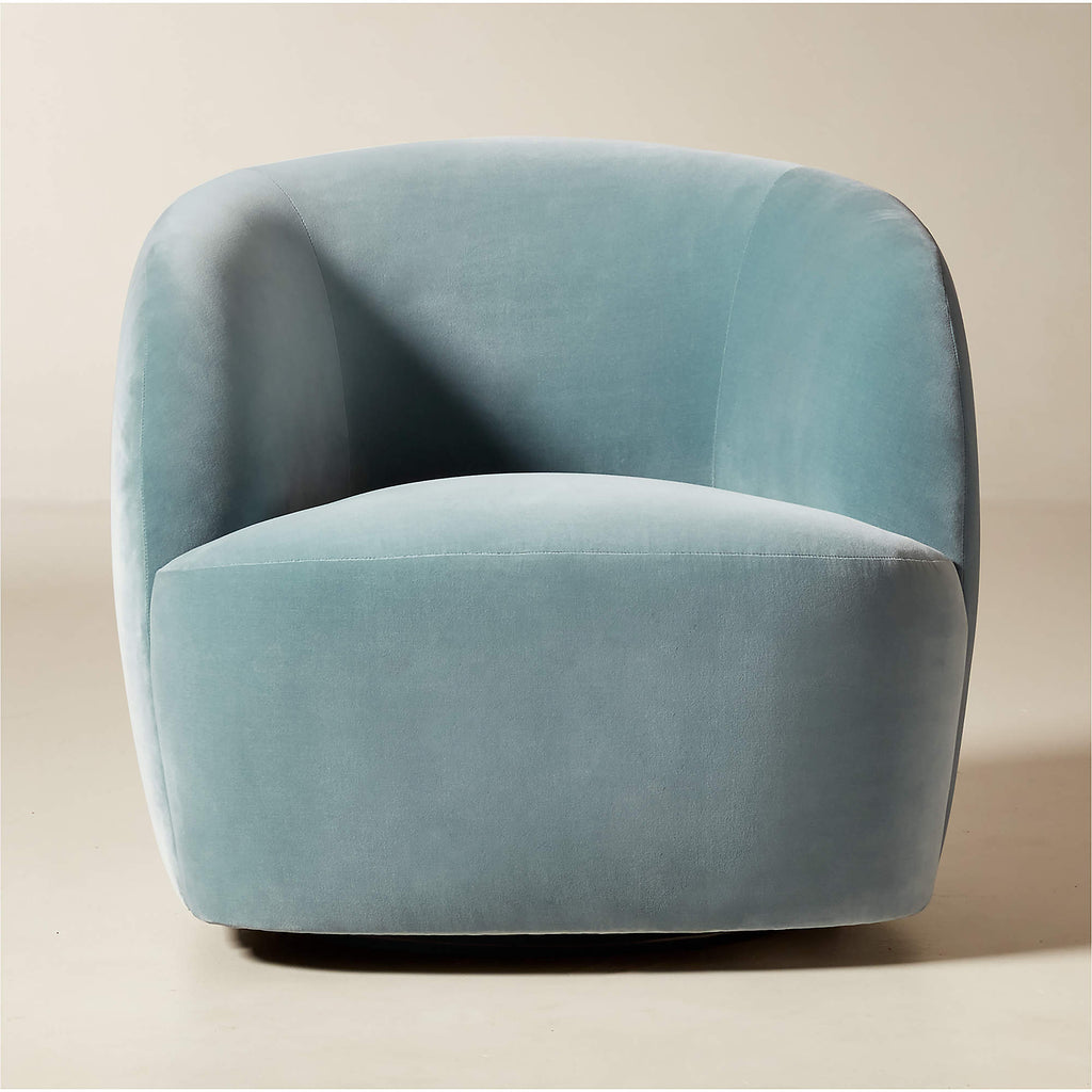 Gwyneth Light Blue Velvet Swivel Chair