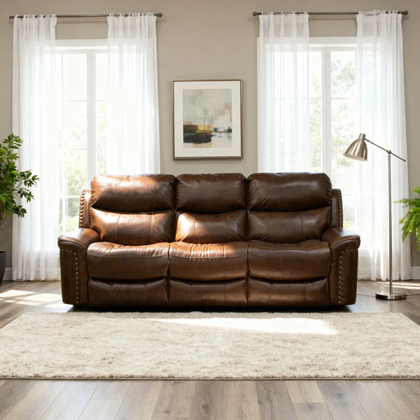 Hildi Top Grain Italian Leather Power Reclining Sofa with USB Charging Ports