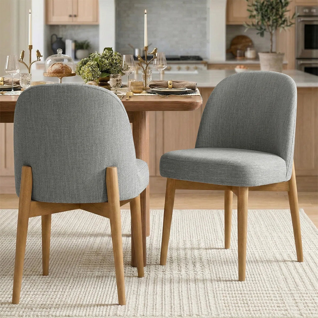 Hillier Linen Blend Parson Chairs with Solid Wood Legs (Set of 2)