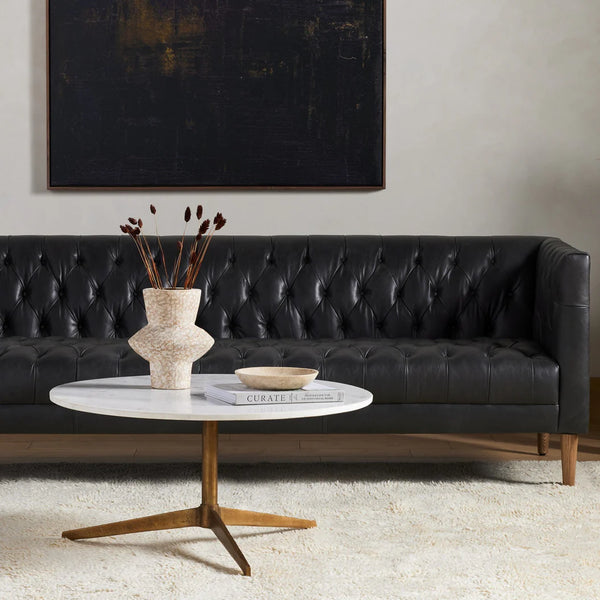 Helen Round Coffee Table White Marble/Brass