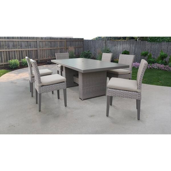 Giannino - 8 Person Premium All-Weather Wicker Patio Dining Set with Rectangular Table