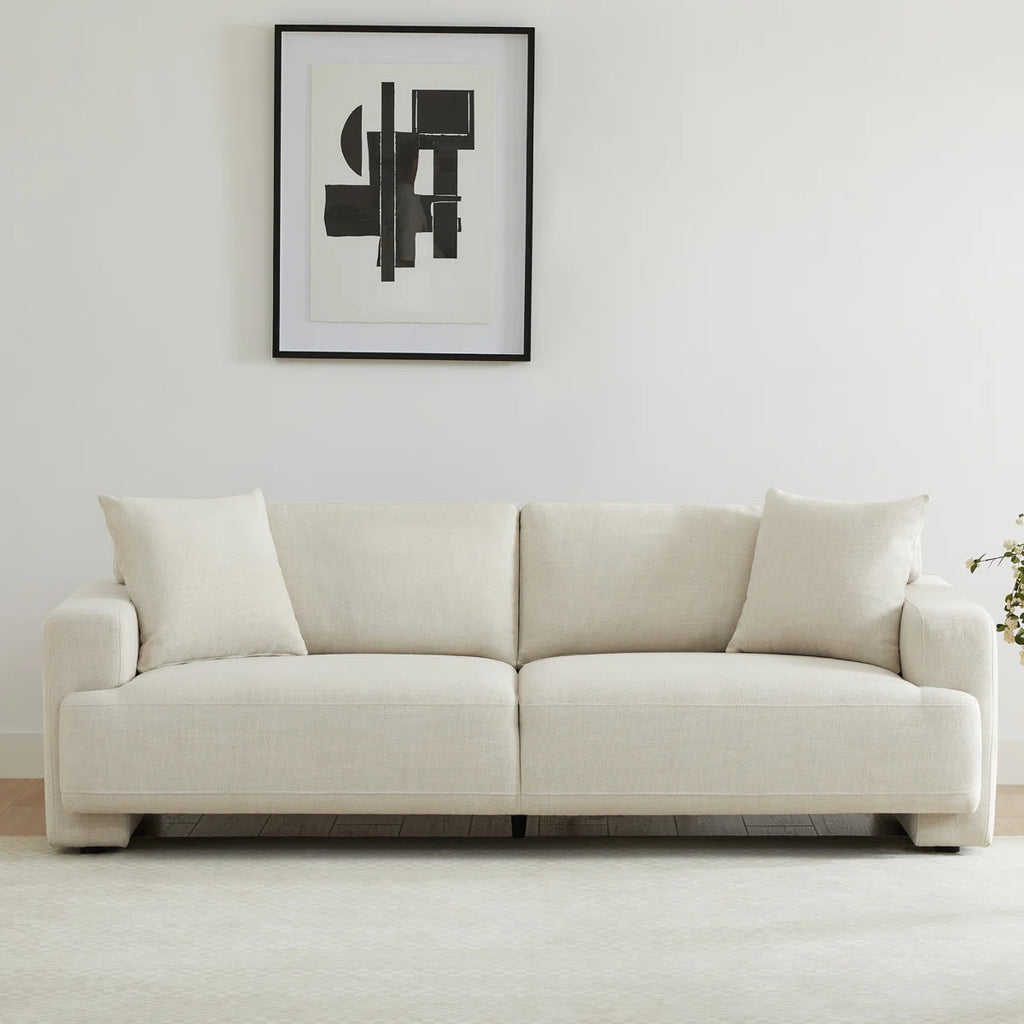 Ives 90" Upholstered Deep Sofa Cream Performance