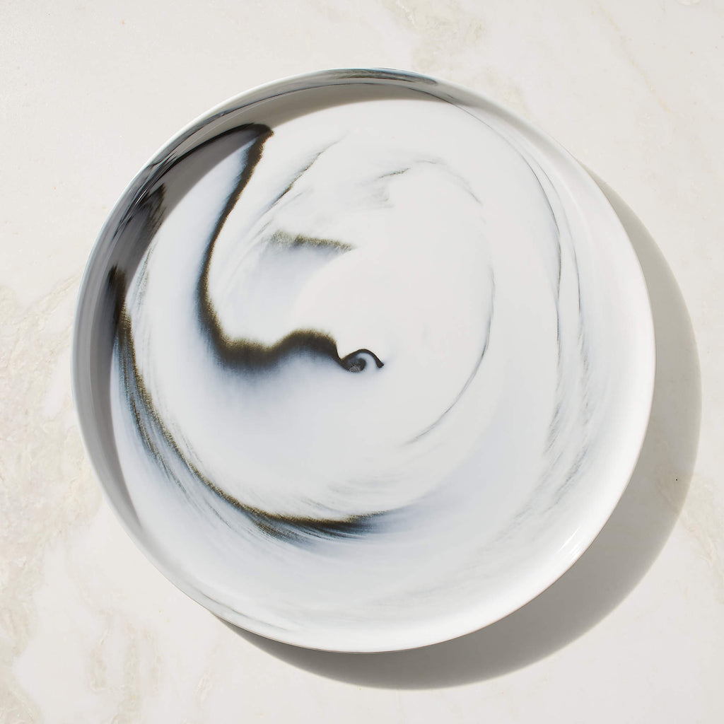 Swirl Black and White Dinner Plate