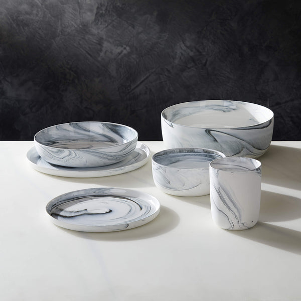 Swirl Black and White Dinner Plate