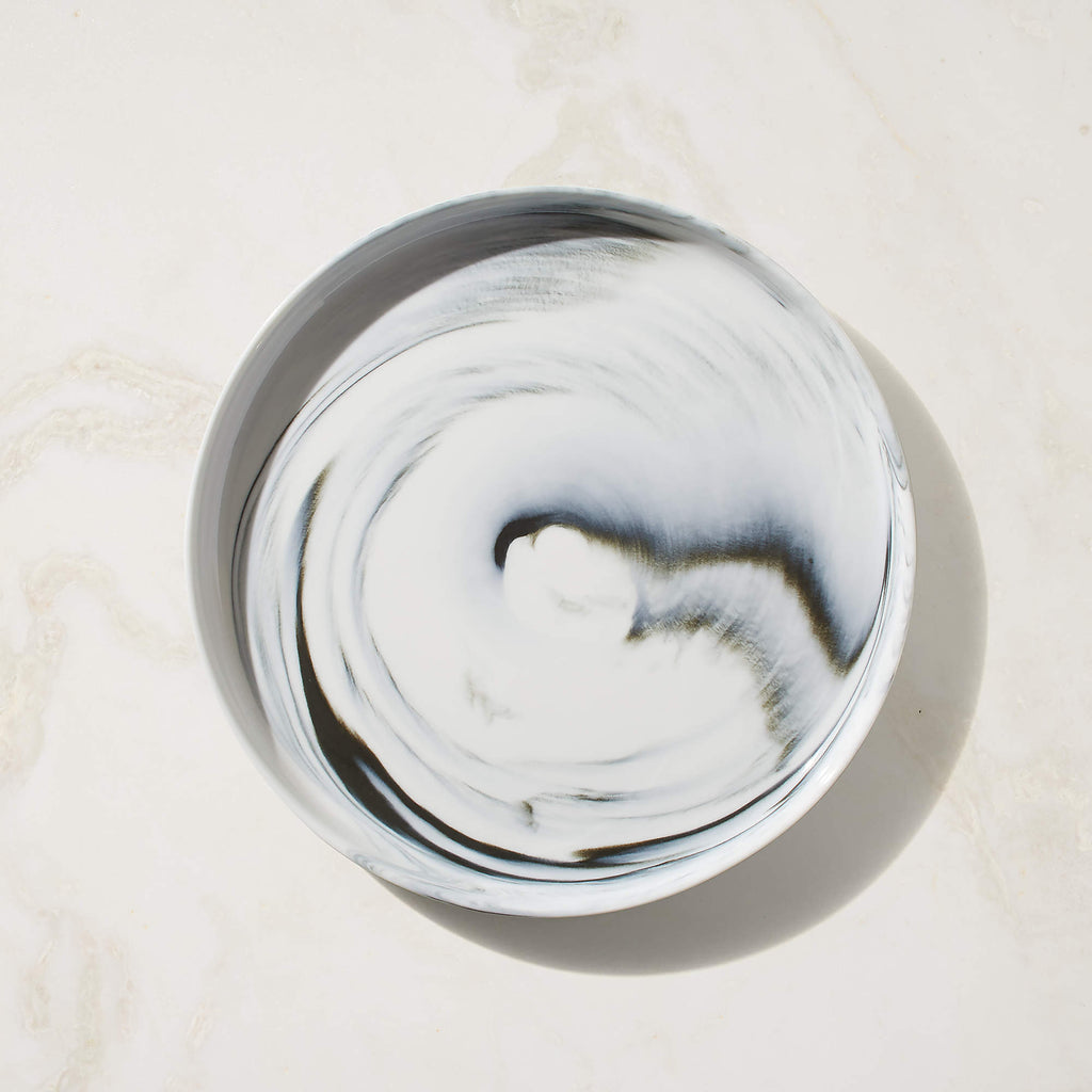 Swirl Black and White Salad Plate