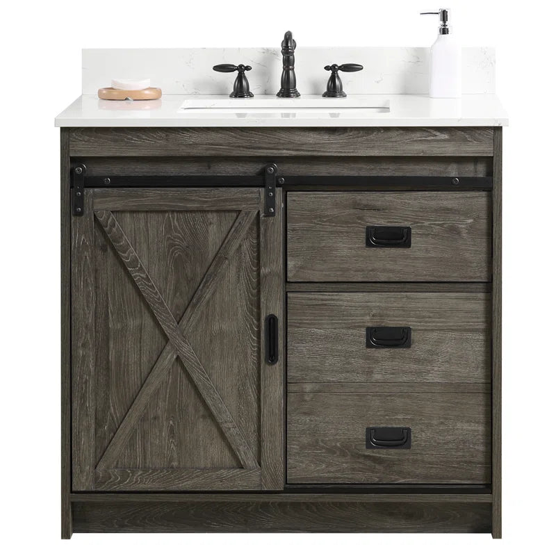 Jillian 36 Single Bathroom Vanity with Engineered Stone Top Charcoal Grey