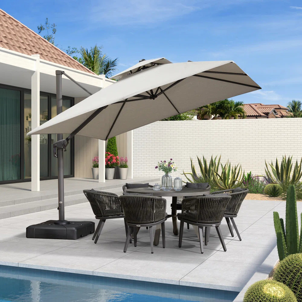 10FT Square Cantilever Umbrella Light Grey