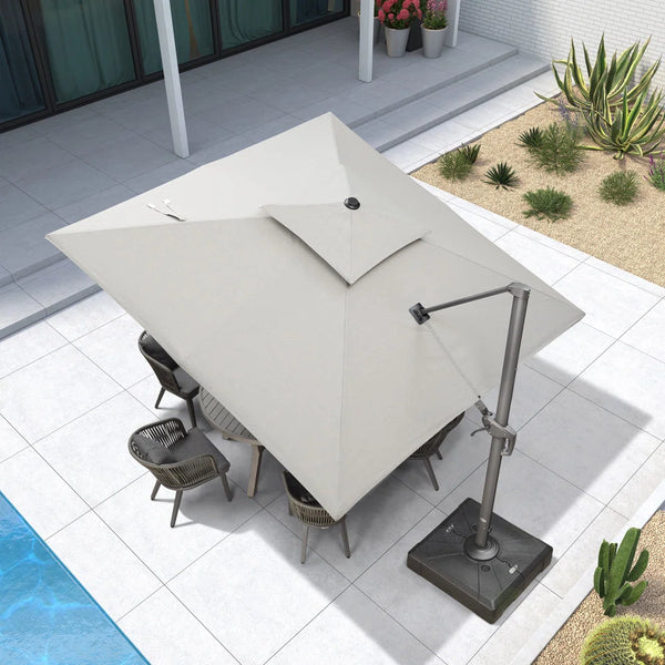 10FT Square Cantilever Umbrella Light Grey
