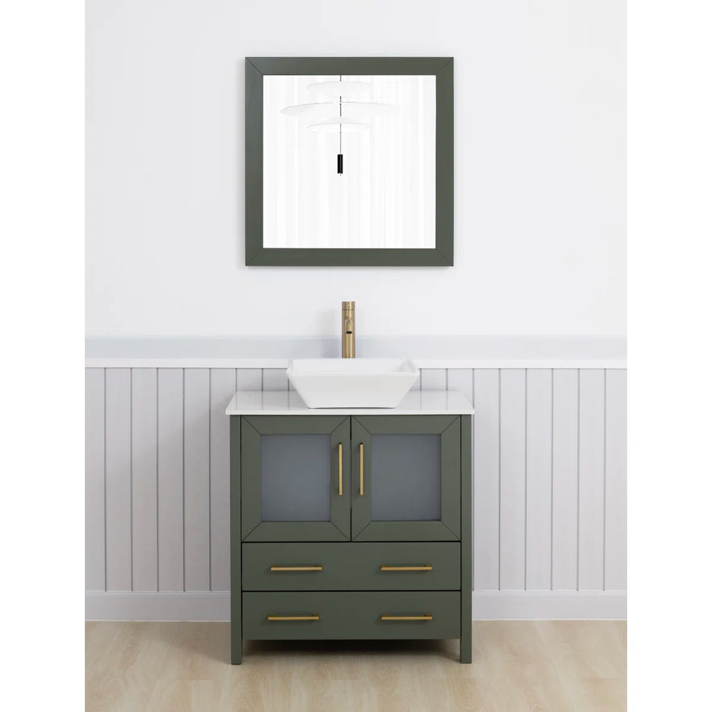 Karson Single Bathroom Vanity Set with Mirror - Vintage Green