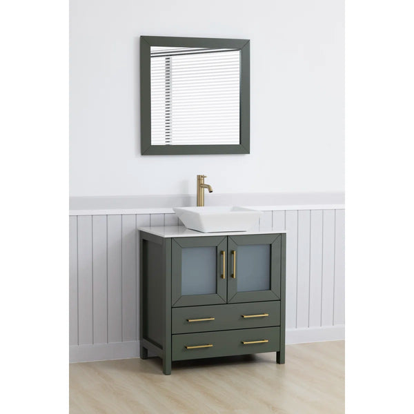 Karson Single Bathroom Vanity Set with Mirror - Vintage Green