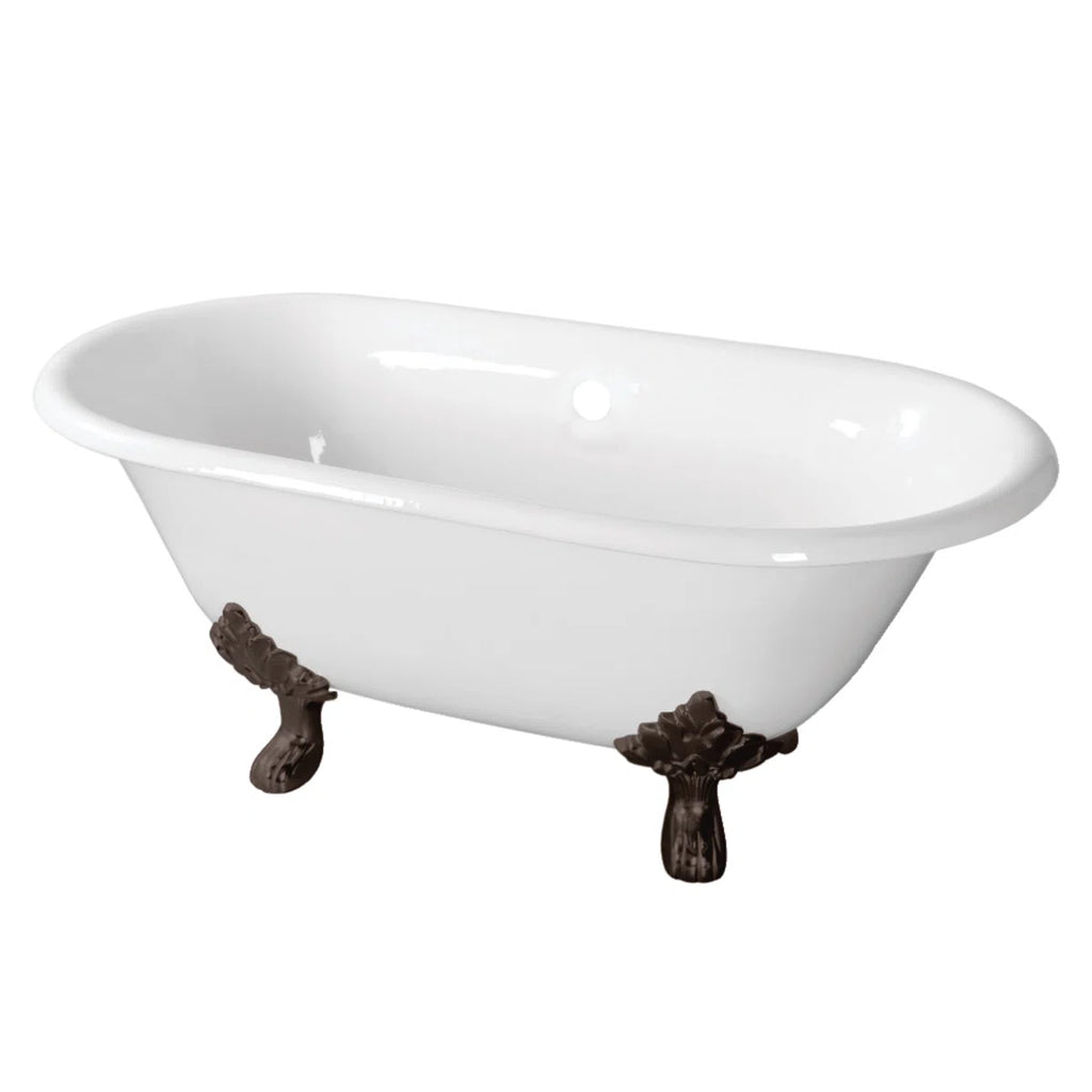 Kingston Brass Aqua Eden 60-Inch Cast Iron Oval Double Ended Clawfoot Tub