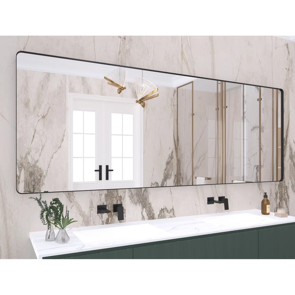 Lesamuel Filleted Corner Wall Mounted Bathroom and Vanity Mirror With Aluminum Frame