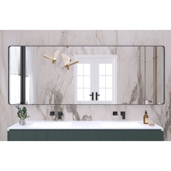 Lesamuel Filleted Corner Wall Mounted Bathroom and Vanity Mirror With Aluminum Frame