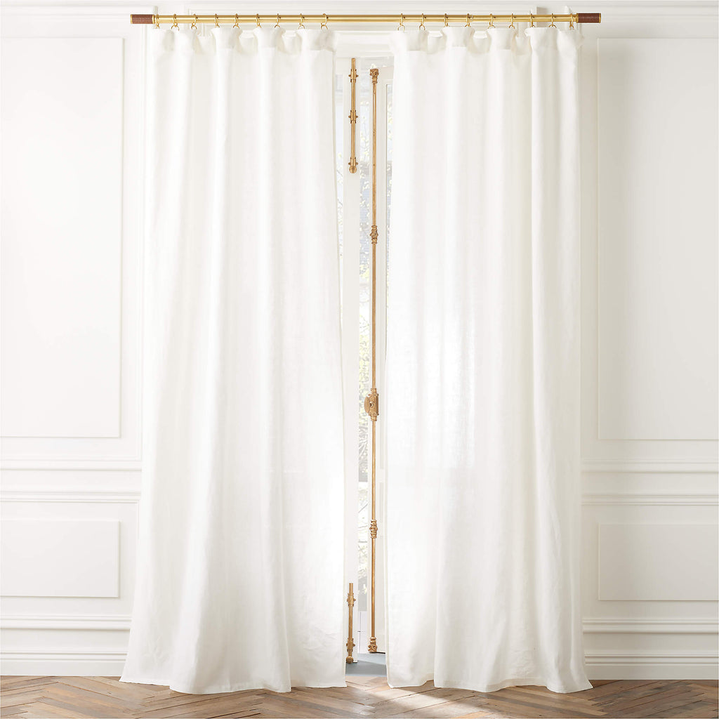 Warm White EUROPEAN FLAX™-Certified Linen Window Curtain Panel 48"x96''