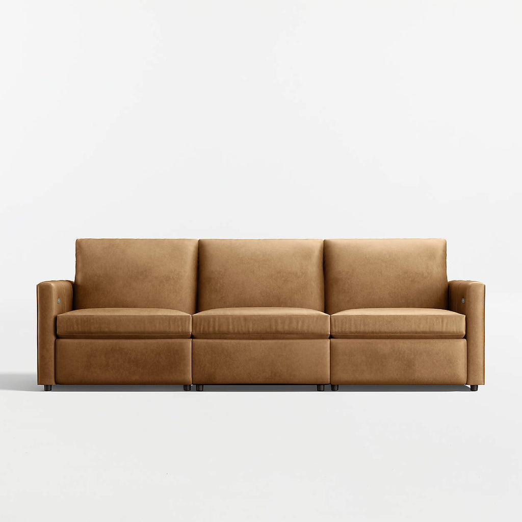 Lounge 107" Power Dual-Reclining Leather Sofa Lucas Pecan