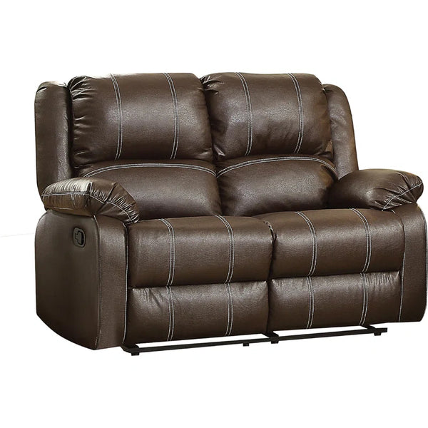 Brown Leather Reclining Loveseat