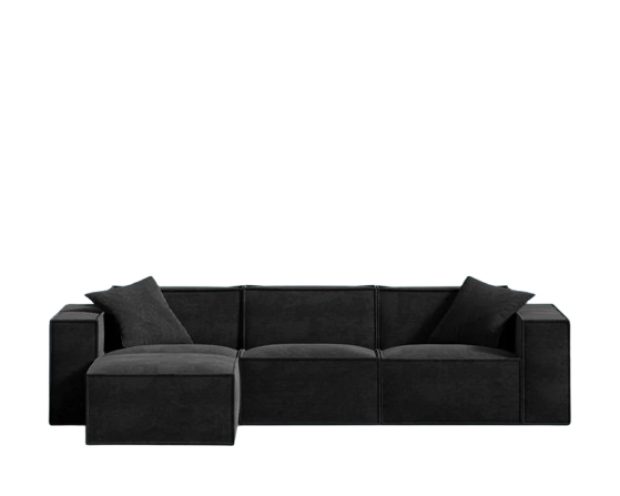 Carbon Black Box Style 4-Piece Sectional