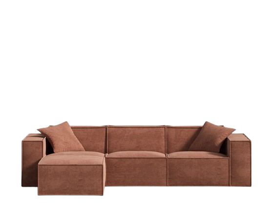 Copper Tan Sofa Box Style 4-Piece Sectional