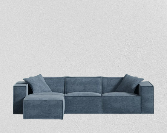Hydrogen Blue Box Style 4-Piece Sectional
