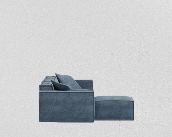 Hydrogen Blue Box Style 4-Piece Sectional