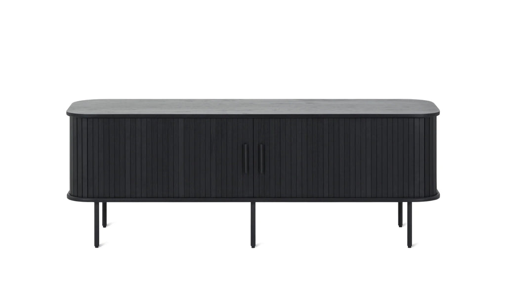 Tambour Media Console Unit Black Oak