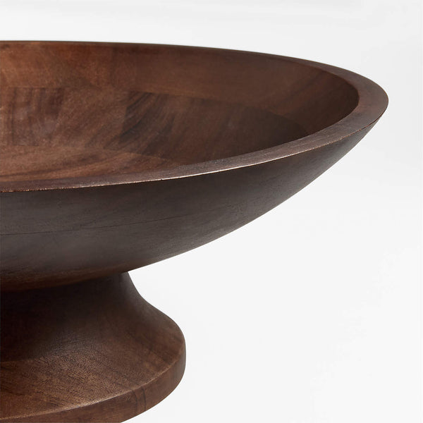 Madeira Walnut-Finished Acacia Wood Tall Footed Serving Bowl