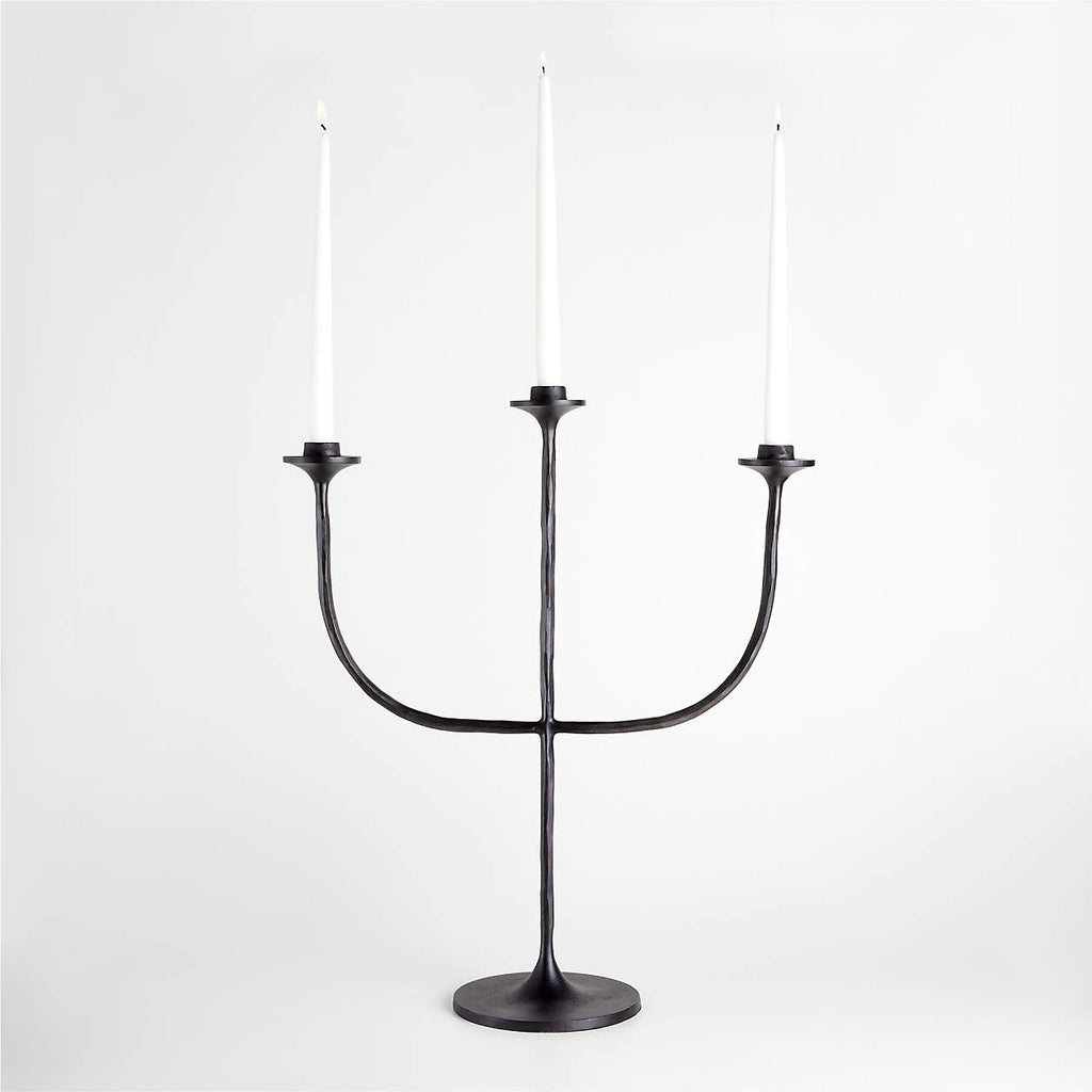 Maloy Black Metal Trident Candelabra